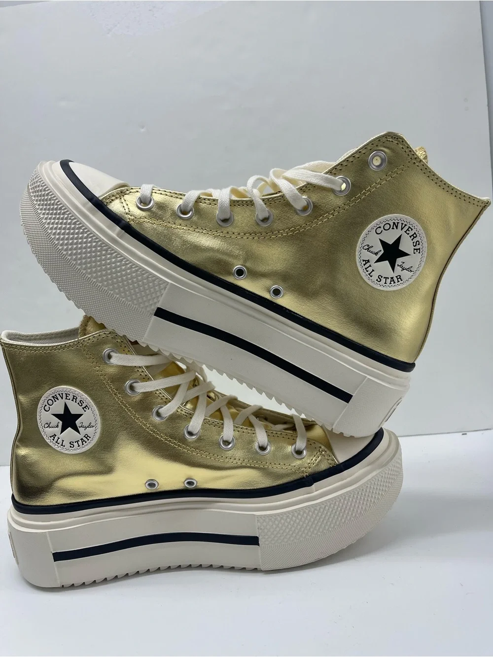 Converse CAS LIFT DOUBLE STACK HI METALLIC GOLD Platform Sneakers Metallic